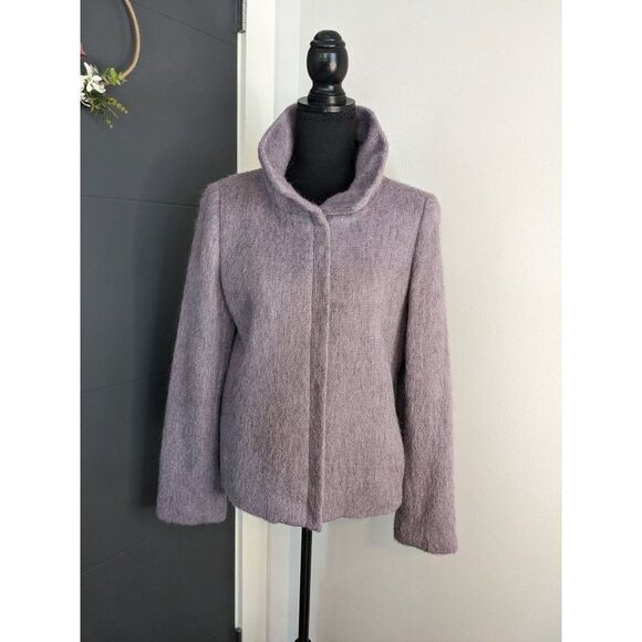 Talbots The Jackie Purple Moto Funnel Neck Wool/Mohair Blend Jacket - 8‎ - Picture 2 of 10